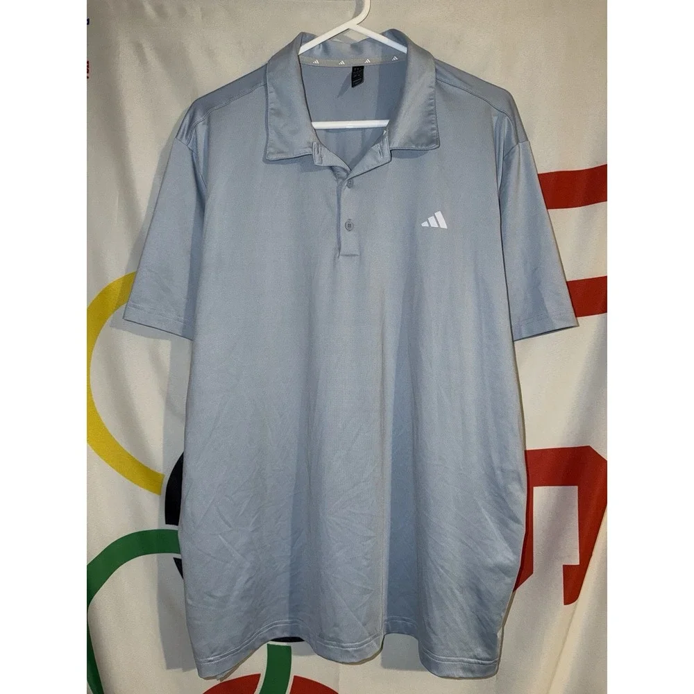 Adidas Golf Polo Shirt Mens XL Baby Blue Stretch Performance